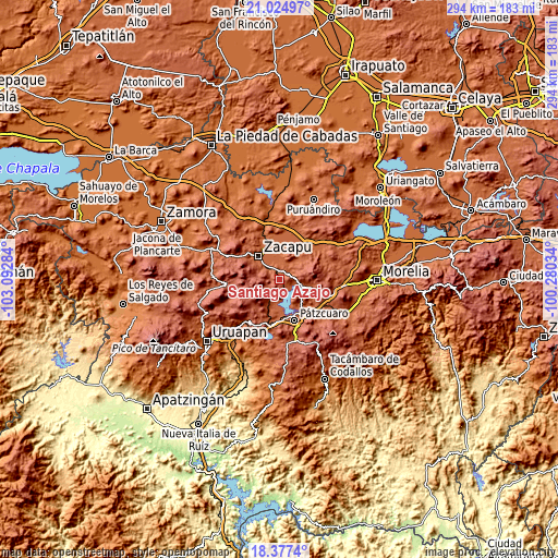 Topographic map of Santiago Azajo