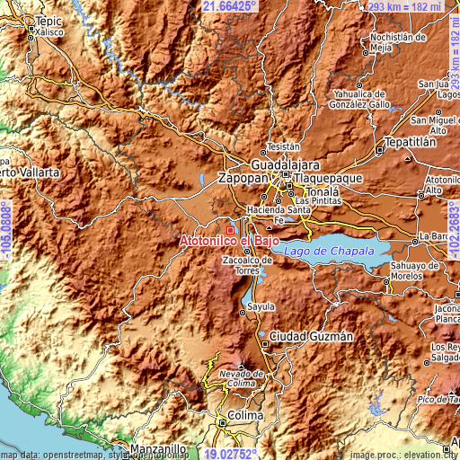 Topographic map of Atotonilco el Bajo