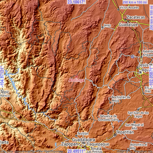 Topographic map of Atolinga