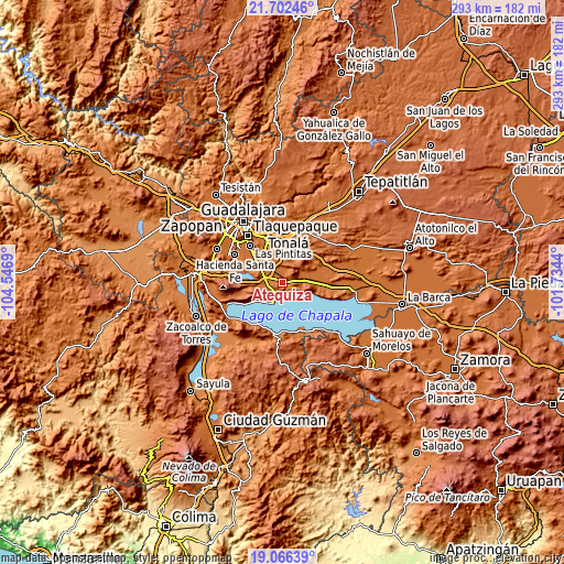 Topographic map of Atequiza