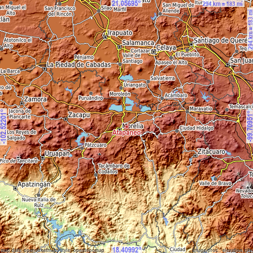 Topographic map of Atapaneo