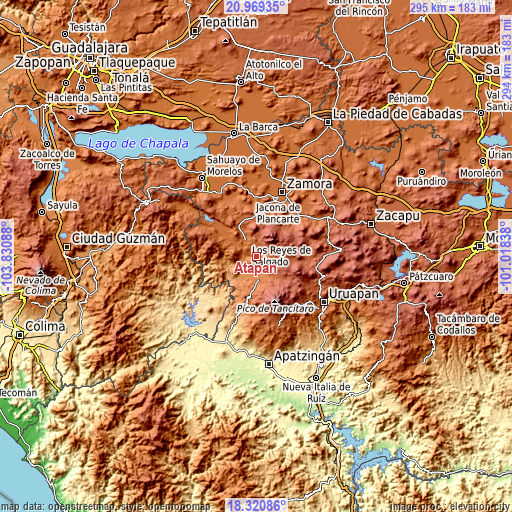 Topographic map of Atapán