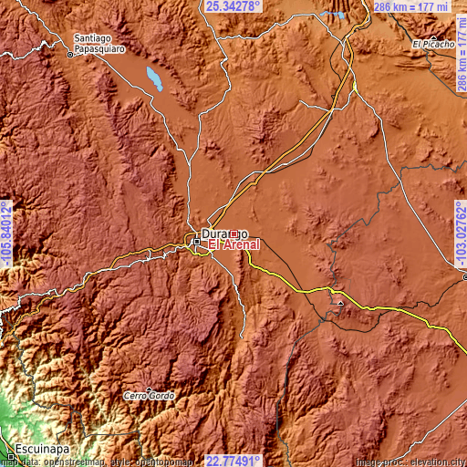 Topographic map of El Arenal