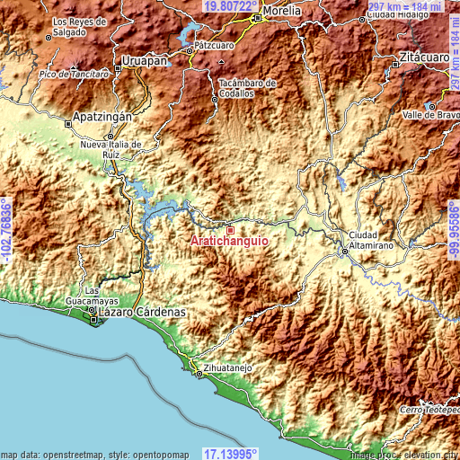 Topographic map of Aratichanguío