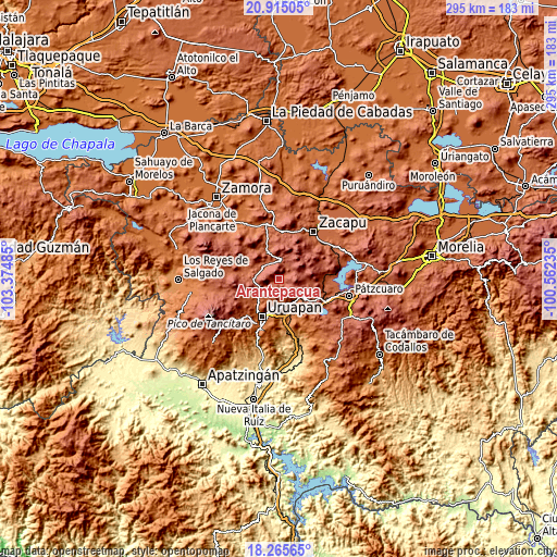 Topographic map of Arantepacua