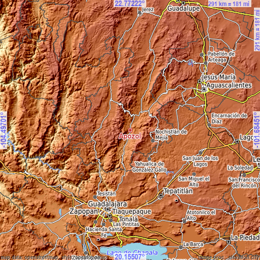 Topographic map of Apozol