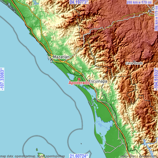 Topographic map of Apoderado