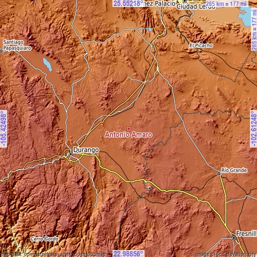 Topographic map of Antonio Amaro