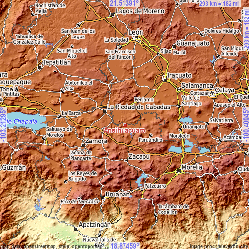 Topographic map of Ansihuacuaro