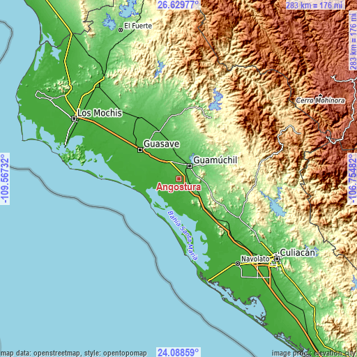 Topographic map of Angostura