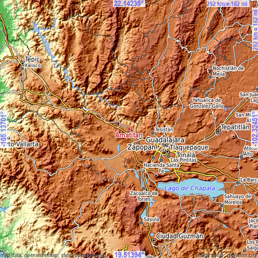 Topographic map of Amatitán