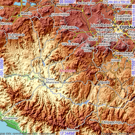 Topographic map of Amatepec