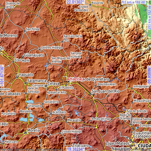 Topographic map of Amazcala