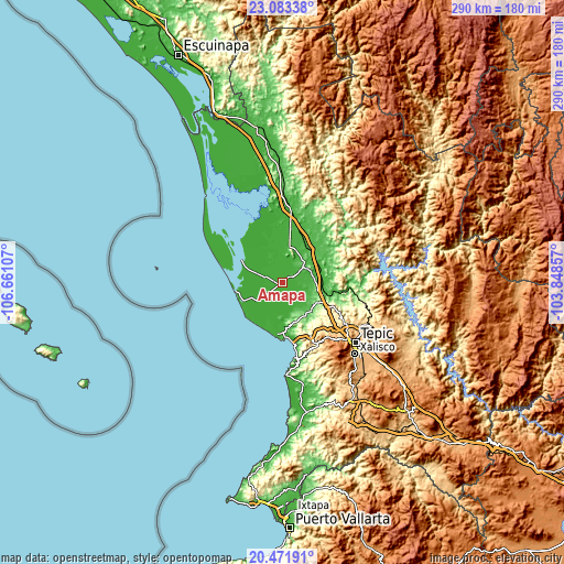 Topographic map of Amapa