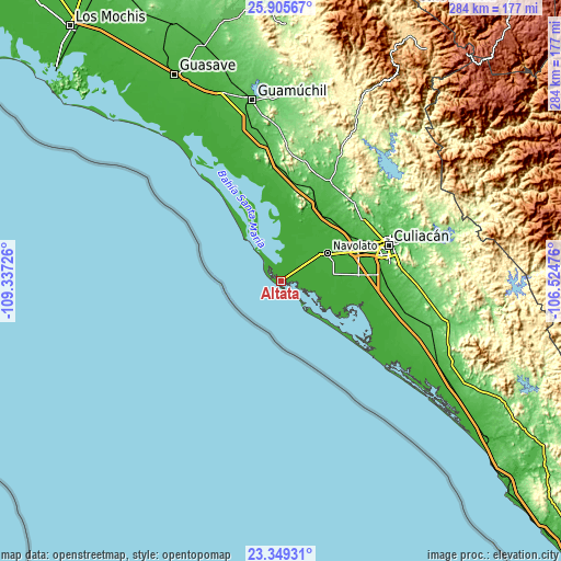 Topographic map of Altata