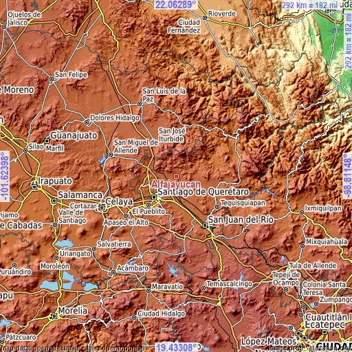 Topographic map of Alfajayucan