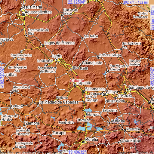 Topographic map of Aldama