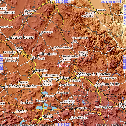 Topographic map of Alcocer