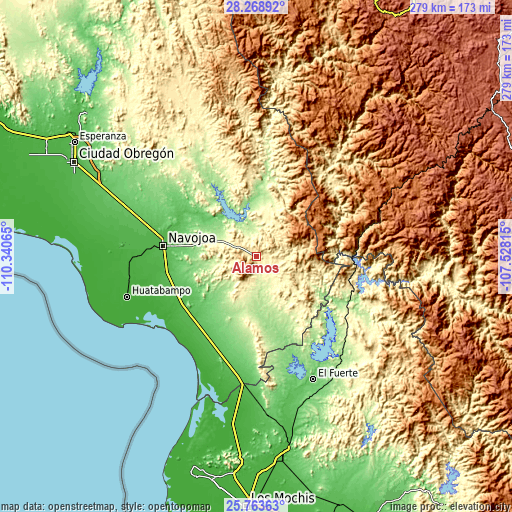 Topographic map of Álamos