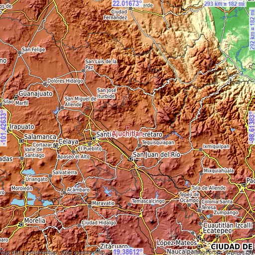 Topographic map of Ajuchitlán