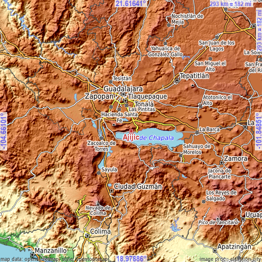 Topographic map of Ajijic