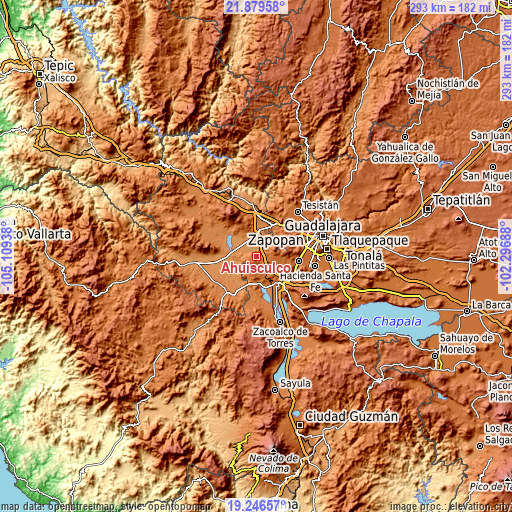 Topographic map of Ahuisculco