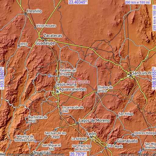 Topographic map of Agua Gorda