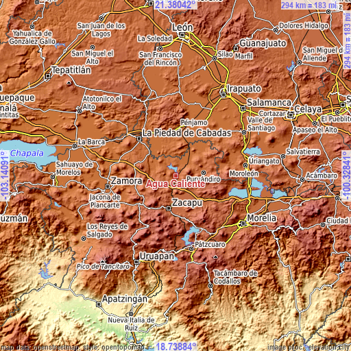 Topographic map of Agua Caliente