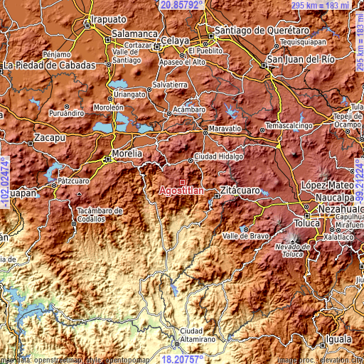 Topographic map of Agostitlán