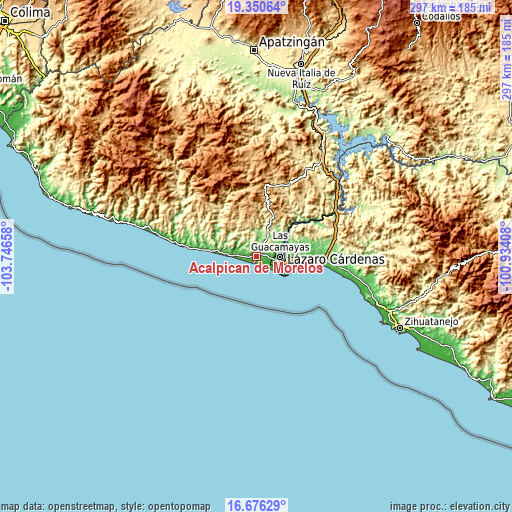 Topographic map of Acalpican de Morelos