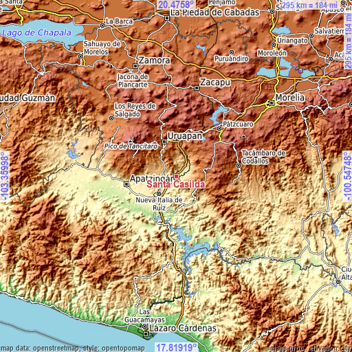 Topographic map of Santa Casilda