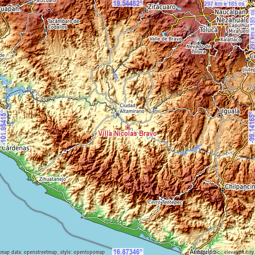 Topographic map of Villa Nicolás Bravo