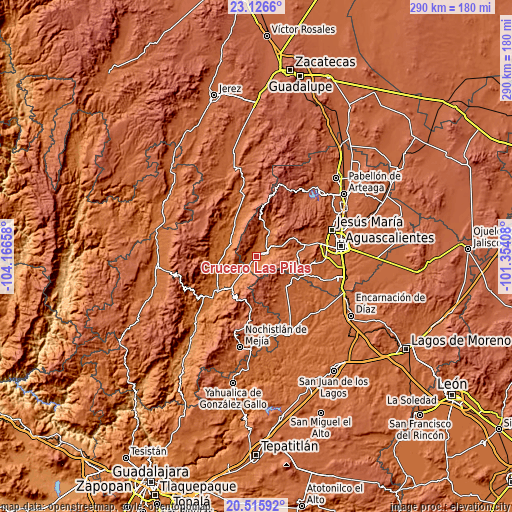 Topographic map of Crucero Las Pilas