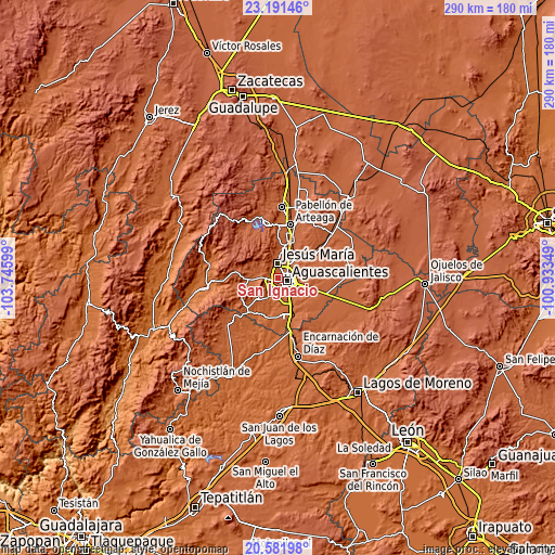 Topographic map of San Ignacio