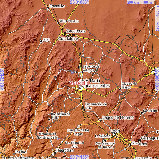 Topographic map of Valladolid