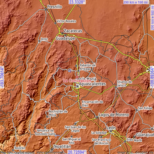 Topographic map of La Concepción