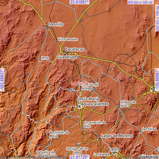 Topographic map of La Punta