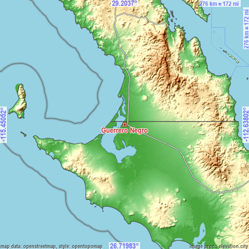 Topographic map of Guerrero Negro