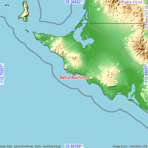 Topographic map of Bahía Asunción