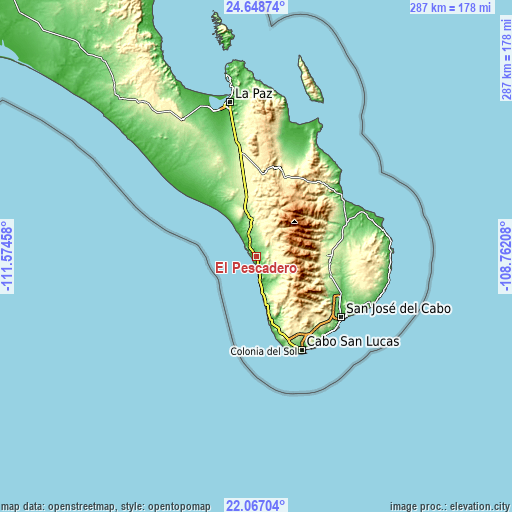 Topographic map of El Pescadero