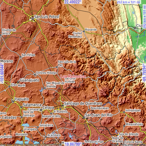 Topographic map of Los Remedios