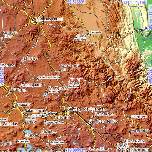 Topographic map of Victoria