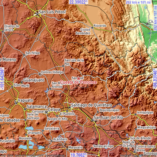 Topographic map of Cuesta de Peñones