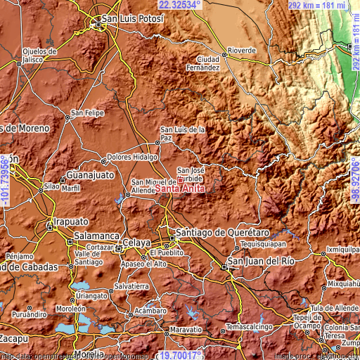 Topographic map of Santa Anita
