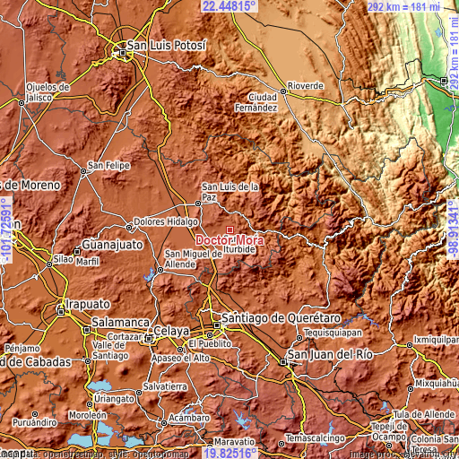 Topographic map of Doctor Mora