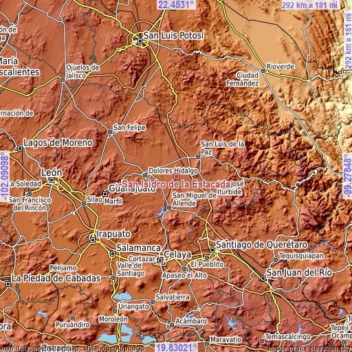 Topographic map of San Isidro de la Estacada