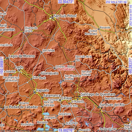 Topographic map of La Sabana