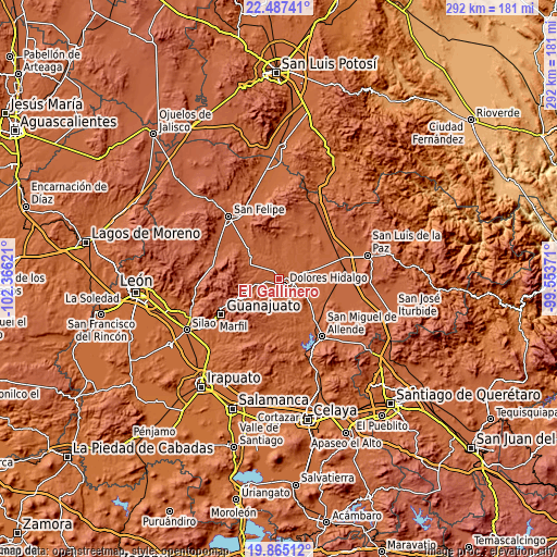 Topographic map of El Gallinero