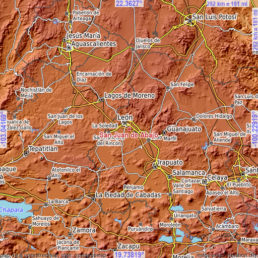 Topographic map of San Juan de Abajo