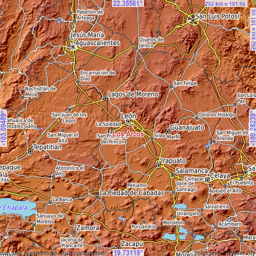 Topographic map of Los Arcos